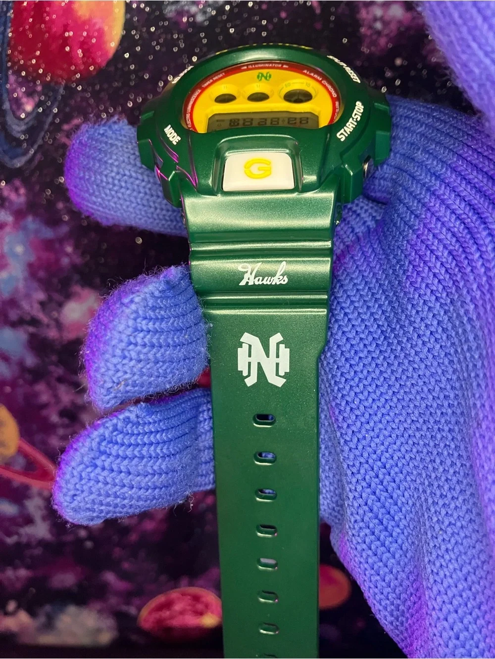 Custom G Shock Hawks Collab Green style colorway
